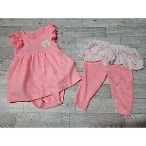 Girl's Carter's‎ Rose & Neon Stripe Size 3M (E79)